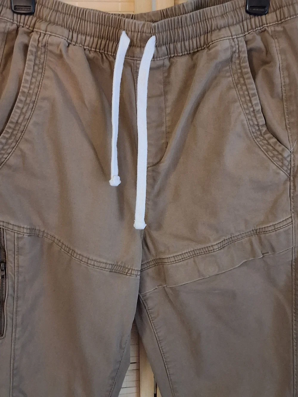 Arizona Jean Company Men's Khaki Jogger Pants with White Drawstrings
